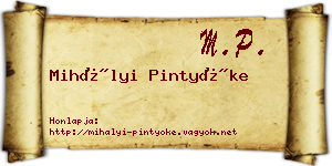 Mihályi Pintyőke névjegykártya
